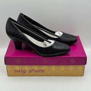 Easy Street Womens Fabulous Black Crocodile Embossed Heels Pumps Size 9